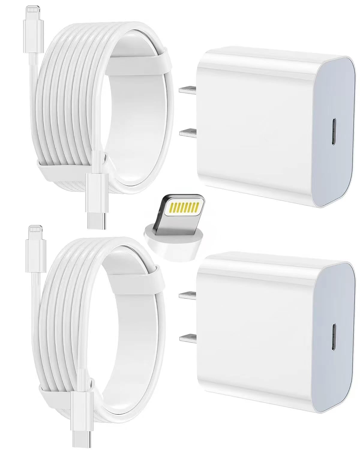 iPhone Charger Apple Charger, [Apple MFi Certified]2 Pack Apple Type C Wall Charger Block with 2 Pack [6FT&10FT] Long USB C to Lightning Cable for iPhone 14/13/12/12 Pro Max/11/Xs Max/XR/X,AirPods Pro - Available at All In One Marketplace Canada