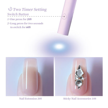 UV Light for Gel Nails, Denabuty Mini U V LED Nail Lamp Handheld with Stand, Portable Nail Dryer Rechargeable USB Cordless, Nail Light with 2 Timers for Fast Drying, Violet - Available at All In One Marketplace Canada