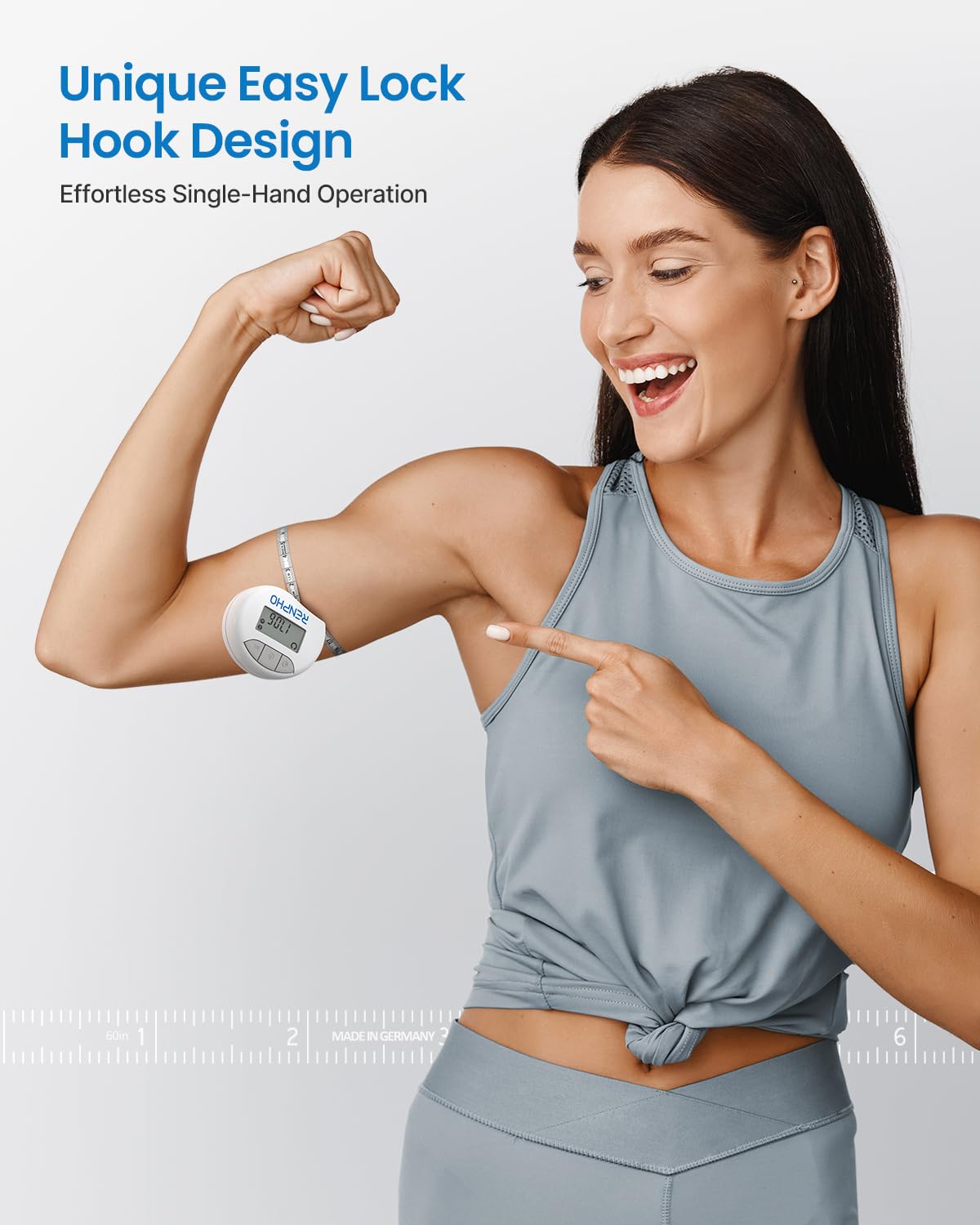 Smart Tape Measure RENPHO Bluetooth Measuring Tapes for Body Measurement Muscle Gain Fitness Bodybuilding Retractable Circumferences Inches & cm - Available at All In One Marketplace Canada