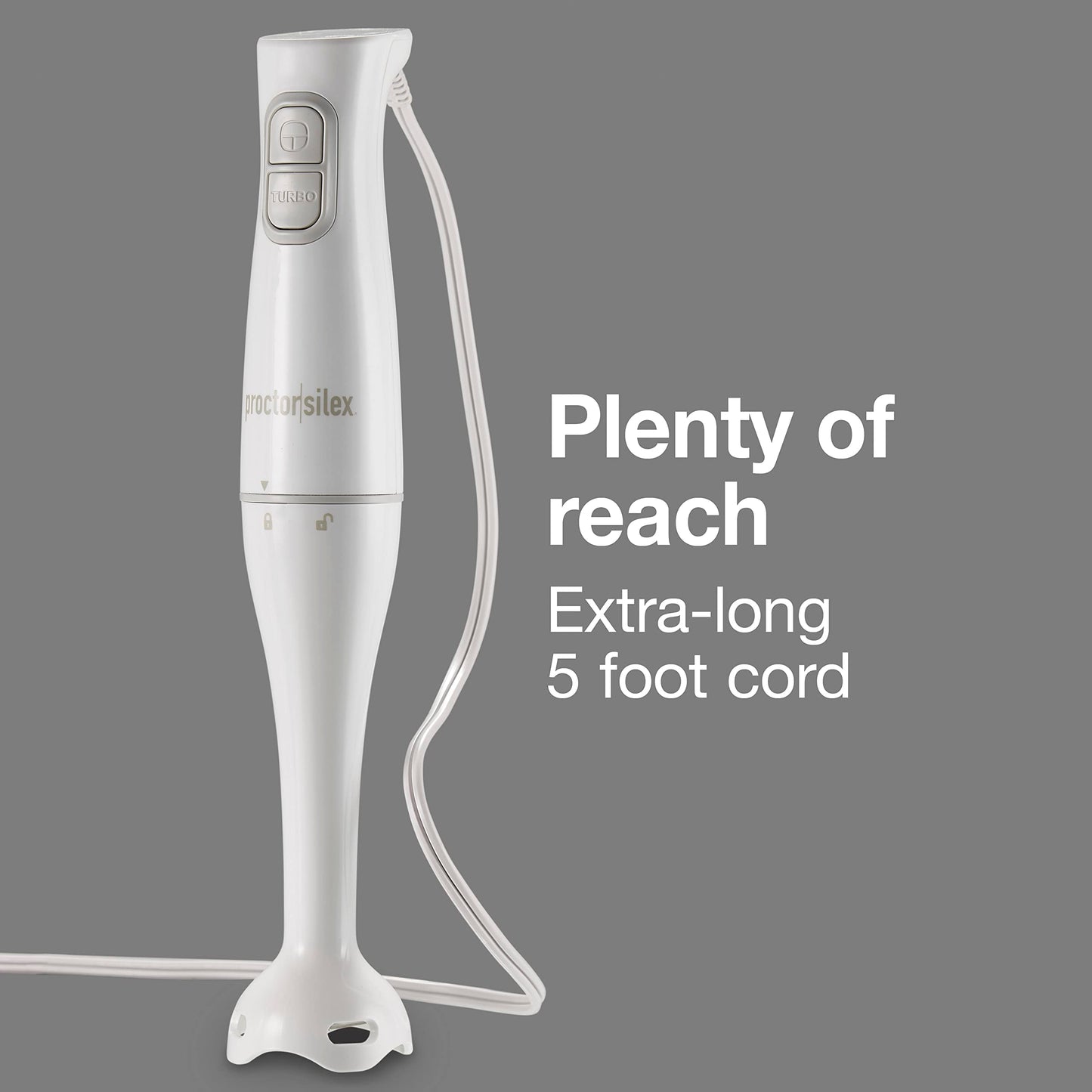 Proctor Silex Electric Immersion Blender with Detachable Dishwasher Safe Handheld Hand Blender Stick, 2-Speeds, 150 Watts, White (59739) Proctor Silex