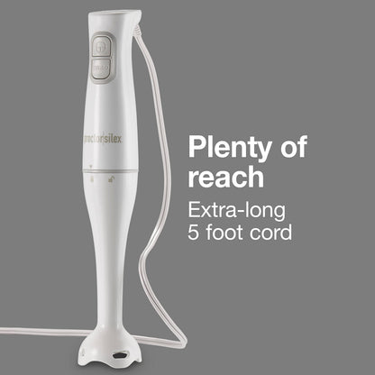 Proctor Silex Electric Immersion Blender with Detachable Dishwasher Safe Handheld Hand Blender Stick, 2-Speeds, 150 Watts, White (59739) Proctor Silex