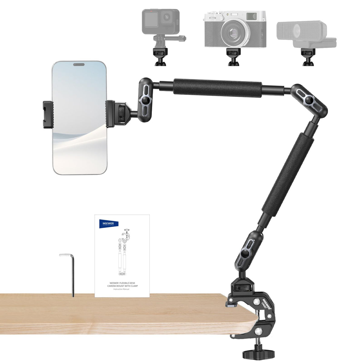 NEEWER 22" Magic Arm with Desk C Clamp, Overhead Camera Mount, UA057