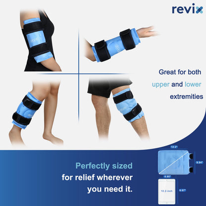 REVIX Knee Ice Pack Wrap for Injuries Reusable, Gel Ice Pack Wrap with Cold Compress Therapy for Knee Pain Relief, Knee Replacement Surgery, Swelling, Bruises and Arthritis - Available at All In One Marketplace Canada