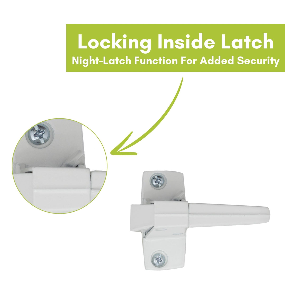 Ideal Security 12W Push Button Storm Door and Screen Door Handle with Key Lock and Storm Door Latch, White