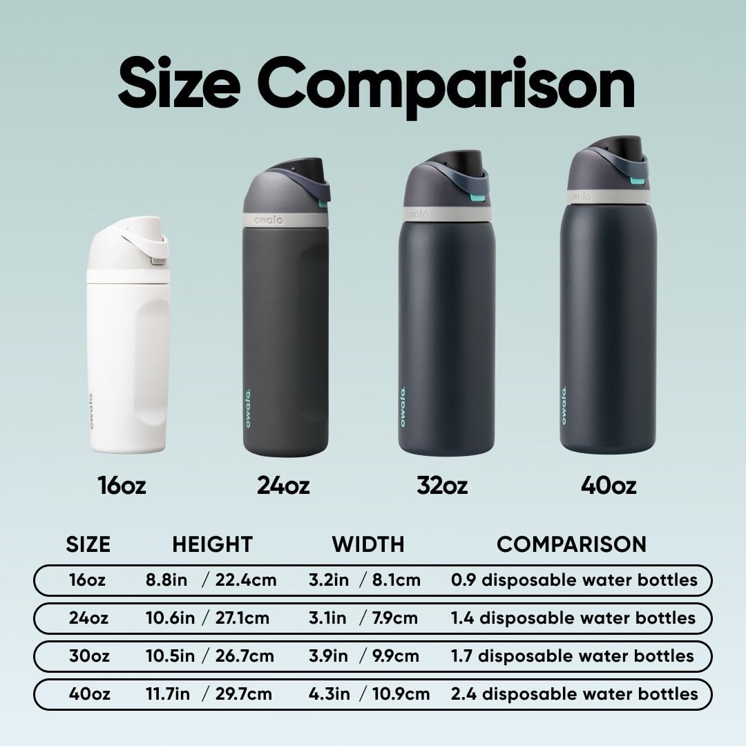 Bouteille d'eau isolée en acier inoxydable Owala FreeSip avec paille pour le sport et les voyages, sans BPA, 1,2 L, Foggy Tide