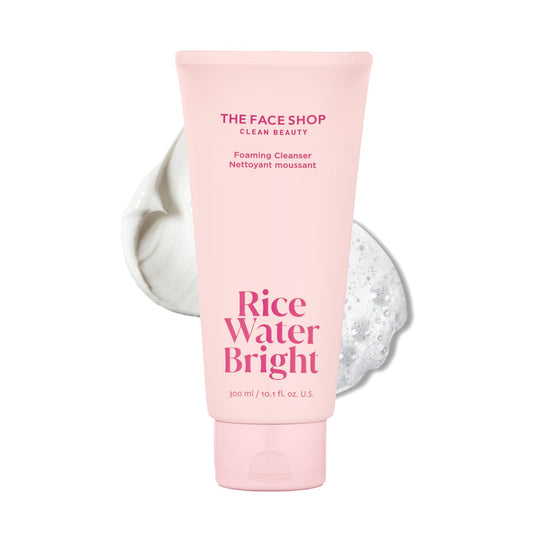 The Face Shop Rice Water Bright Foaming Facial Cleanser with Ceramide, Gentle Face Wash for Hydrating & Moisturizing, Vegan Face Cleanser, Makeup Remover, Korean Skin Care for All Skin Types, 300ml - Available at All In One Marketplace Canada