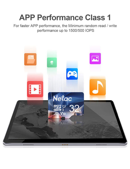Netac 32GB Micro SD Card Micro Mini SD Card SDHC UHS-I Memory Card, High Speed TF Card up to 90MB/s - Full HD Video Recording U1, Class10, V10, A1