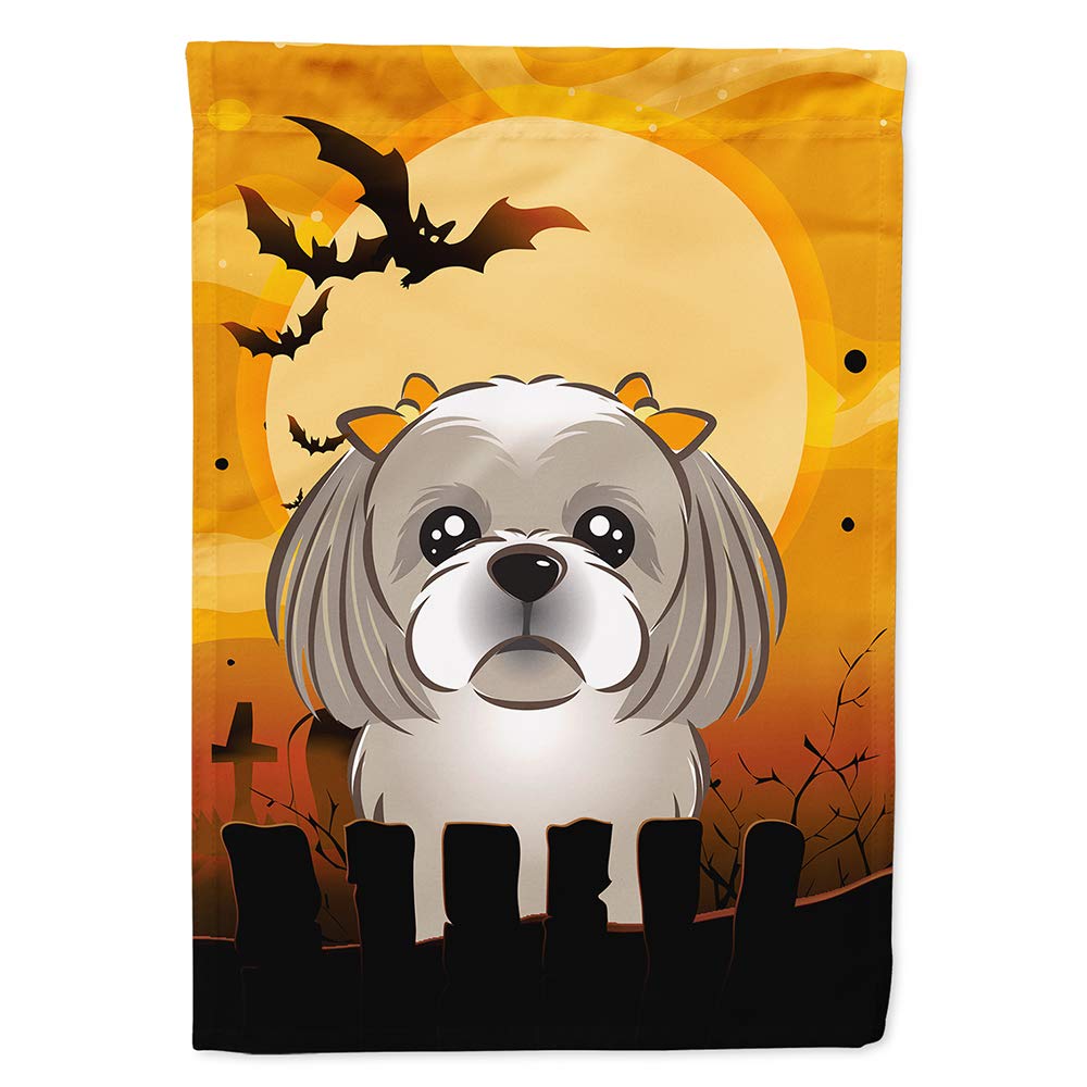 Drapeau de maison Caroline's Treasures BB1808CHF, motif Shih Tzu gris argenté pour Halloween, sur toile, multicolore, grande taille