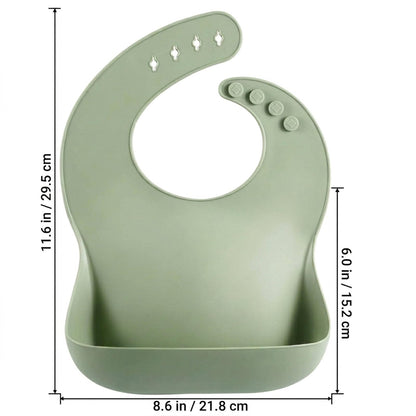 PandaEar Set of 3 Cute Silicone Baby Bibs for Babies & Toddlers (10-72 Months) Waterproof, Soft, Unisex, Non Messy (Brown/Blue/Green)