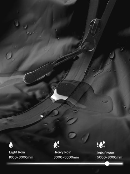 SaphiRose Hooded Rain Ponchos Outdoor Waterproof Raincoat Jacket for Adults with Zipper (Black)