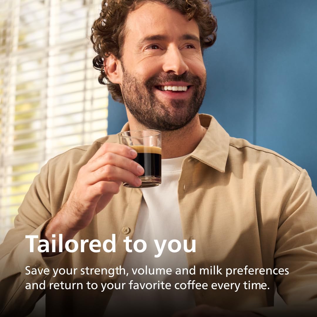 PHILIPS 5500 Series Fully Automatic Espresso Machine, LatteGo Milk System, Integrated Grinder, 20 Hot & Iced Coffee Pre-Sets, Quick Start, SilentBrew, 15-Bar Pressure, Grey Chromed (EP5544/90) PHILIPS