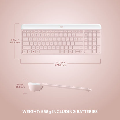 Logitech MK470 Slim Wireless Combo Compact Keyboard and Mouse - Rose