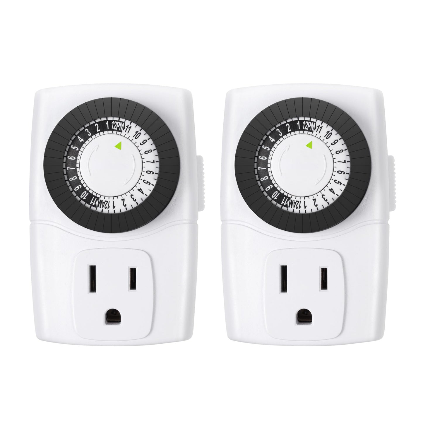 BN-LINK BND-60/U47 Indoor Mini 24-Hour Mechanical Outlet Timer, 3-Prong, 2-Pack - Available at All In One Marketplace Canada