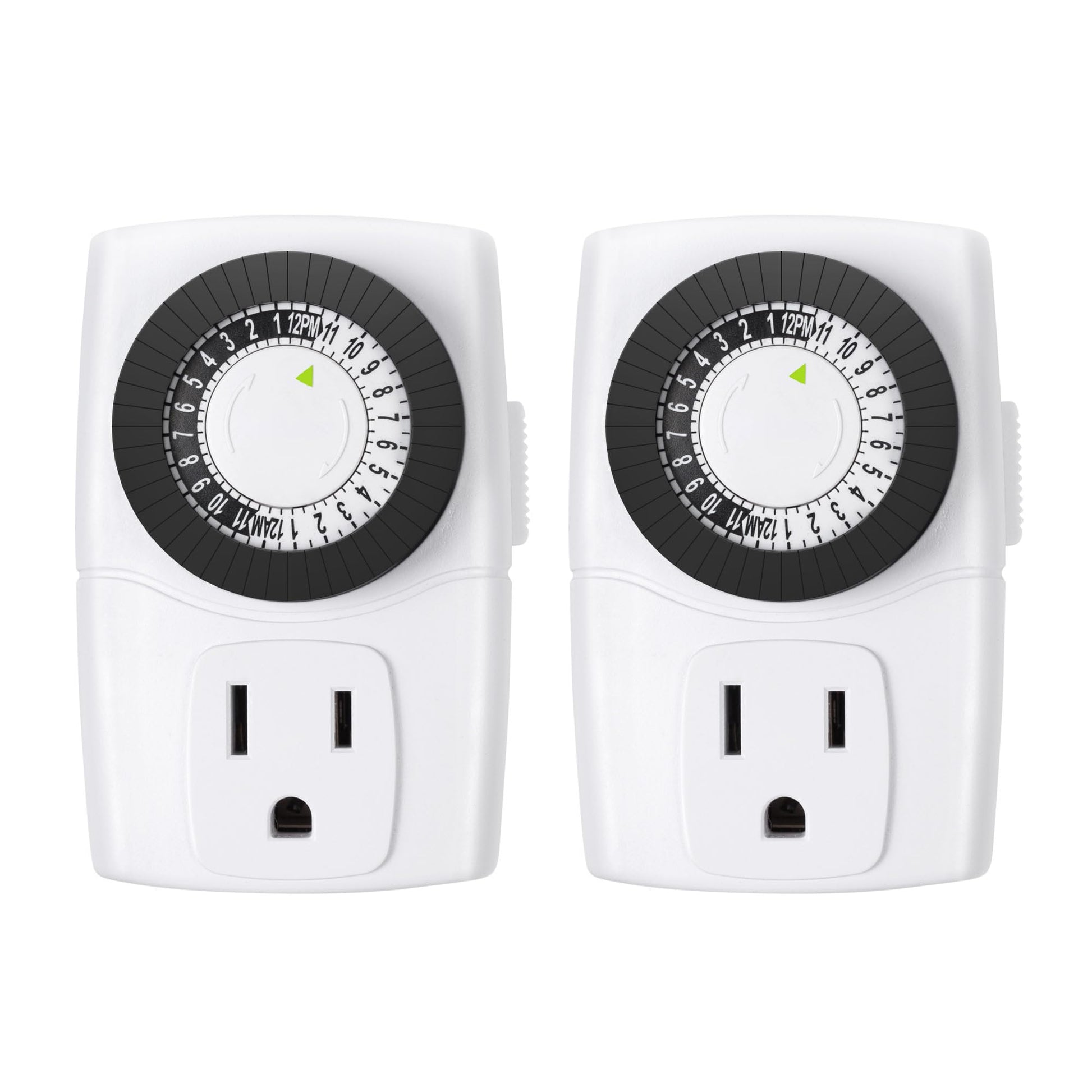 BN-LINK BND-60/U47 Indoor Mini 24-Hour Mechanical Outlet Timer, 3-Prong, 2-Pack - Available at All In One Marketplace Canada