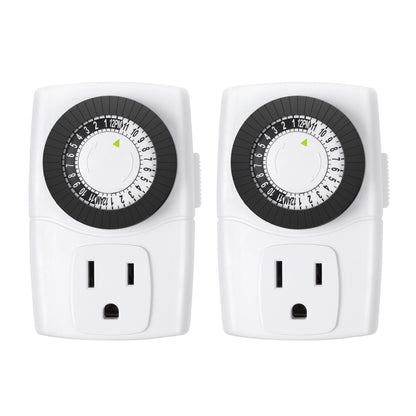 BN-LINK BND-60/U47 Indoor Mini 24-Hour Mechanical Outlet Timer, 3-Prong, 2-Pack - Available at All In One Marketplace Canada