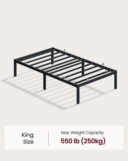 VASAGLE Twin Metal Bed Frame 14 Inches Tall, 550 lb Weight Capacity Heavy Duty Platform Bed Frame with Under-Bed Storage, No Box Spring Needed, Matte Black URMB653BD02 VASAGLE
