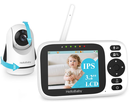 HelloBaby Baby Monitor No WiFi,Video Baby Monitors with Camera and Audio,3.2'' IPS Screen, Remote Pan-Tilt-Zoom Baby Camera Monitor,Plug&Play,Night Vision,1000ft Range,2-Way Talk, ECO Mode,Temperature - Available at All In One Marketplace Canada