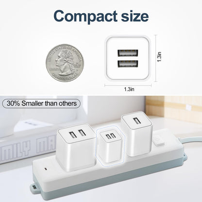 USB Charger Block, 2 Pack Dual Port USB Wall Plug 2.1A Power Adapter Charging Block for Phone 14 13 12 11 Pro Max SE XS XR X 8 7 6 Plus, Pad, Galaxy, Tablet, Android Phone - Available at All In One Marketplace Canada