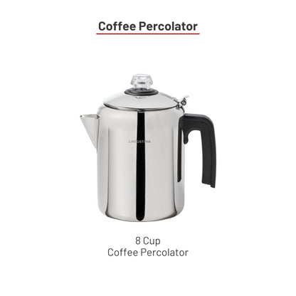 Lagostina Stainless Steel Coffee Percolator, 8-Cup Stovetop Coffee Maker