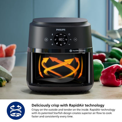 Philips Air Fryer 2000 Series - 13-in-1 functions, 6.2L, Compact Design with Cooking Window, Black, (NA231/00) PHILIPS