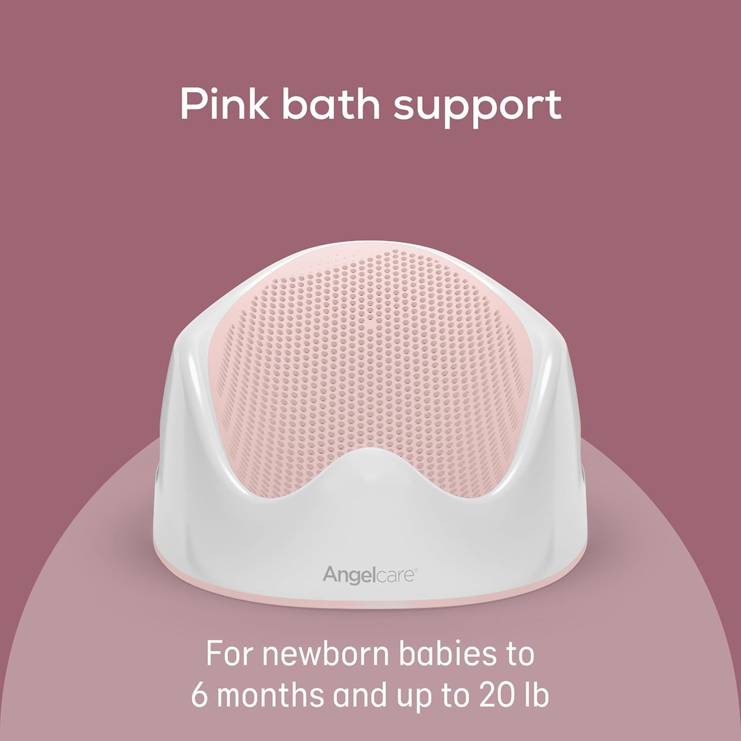 Angelcare Baby Bath Support, Pink, Birth to 6 Months, Made in Canada