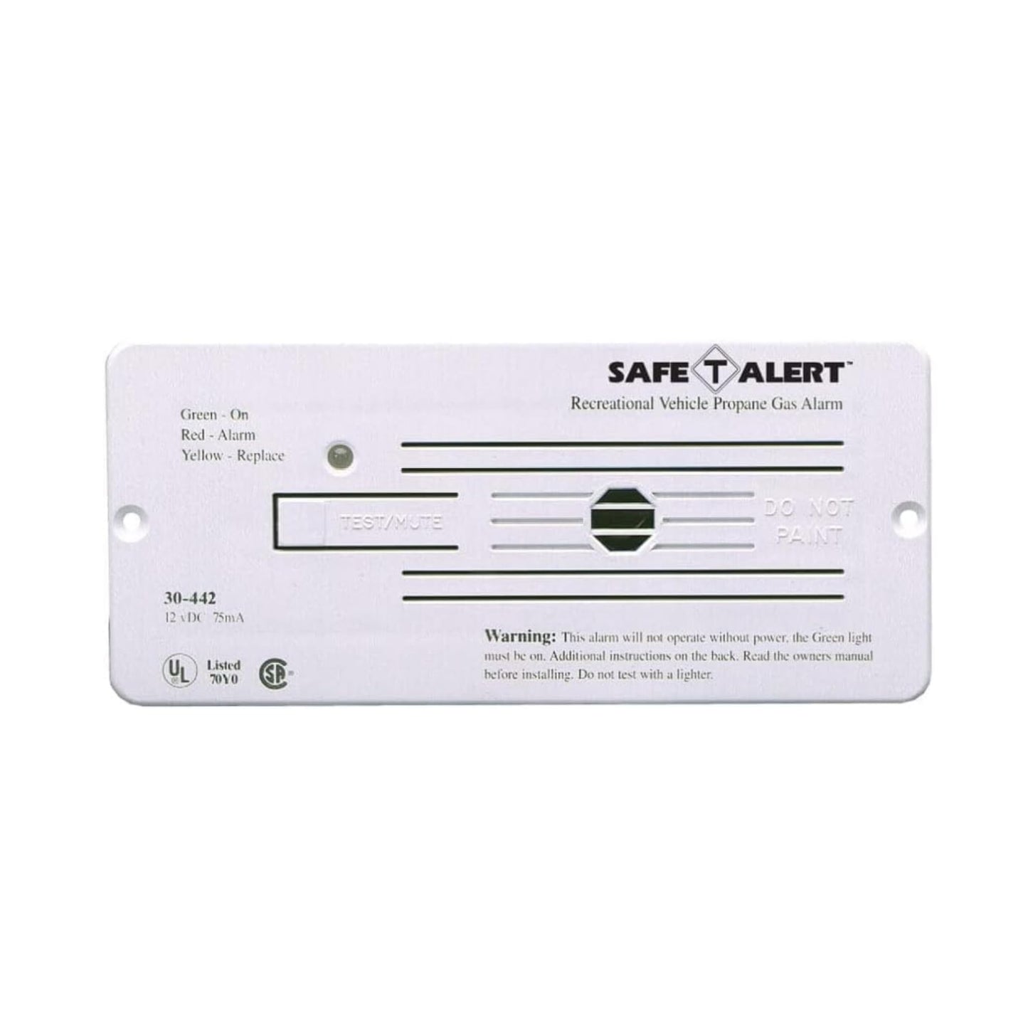 MTI Industris 12 Volt Flush Mount LP/Natural Gas Detector White 30-442-P Safe T Alert
