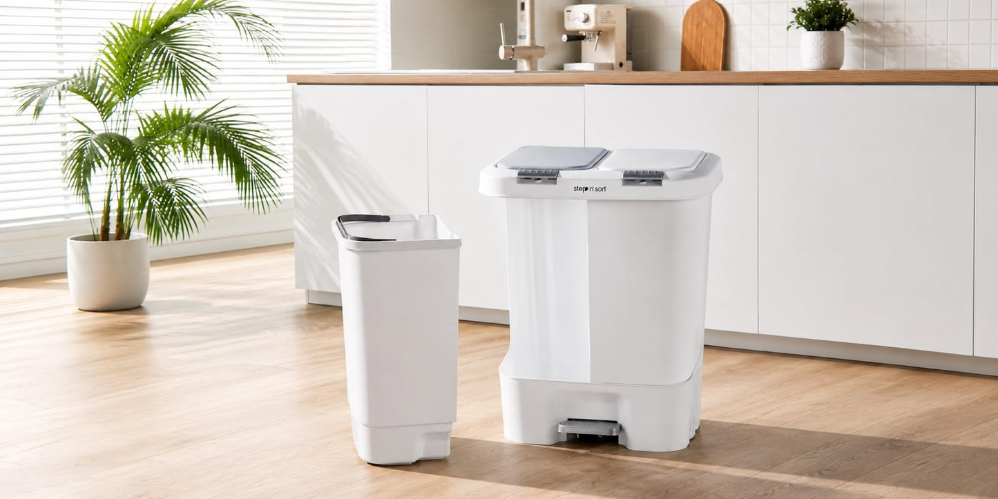 Step N’ Sort 40L Dual Compartment Recycling Bin – Slim Kitchen Waste & Recycling System (2 × 20L) 🍁 All In One Marketplace Canada Step N' Sort