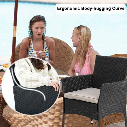 FDW Wicker Patio Furniture 3 Piece Furniture Patio Chairs Outdoor Rattan Conversation Bistro Set for Backyard Porch Poolside Lawn (Black) 🍁 All In One Marketplace Canada