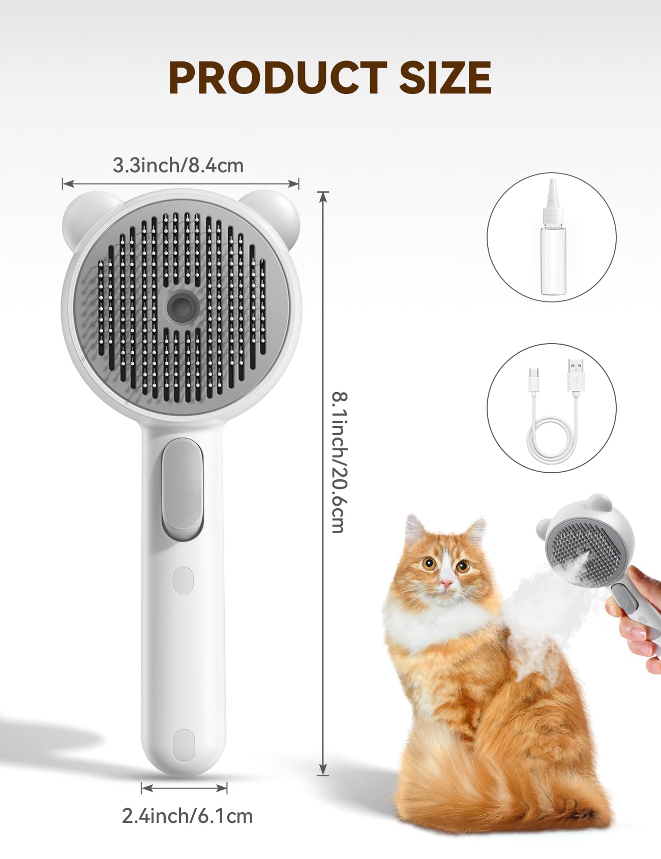 Cat Steam Brush, Cat Brushes for Indoor Cats with Release Button, Dual Speed Spray USB Rechargeable Cat Grooming Supplies, Cat Brush Shedding Suitable for All Long-haired and Short-haired Pets - Available at All In One Marketplace Canada