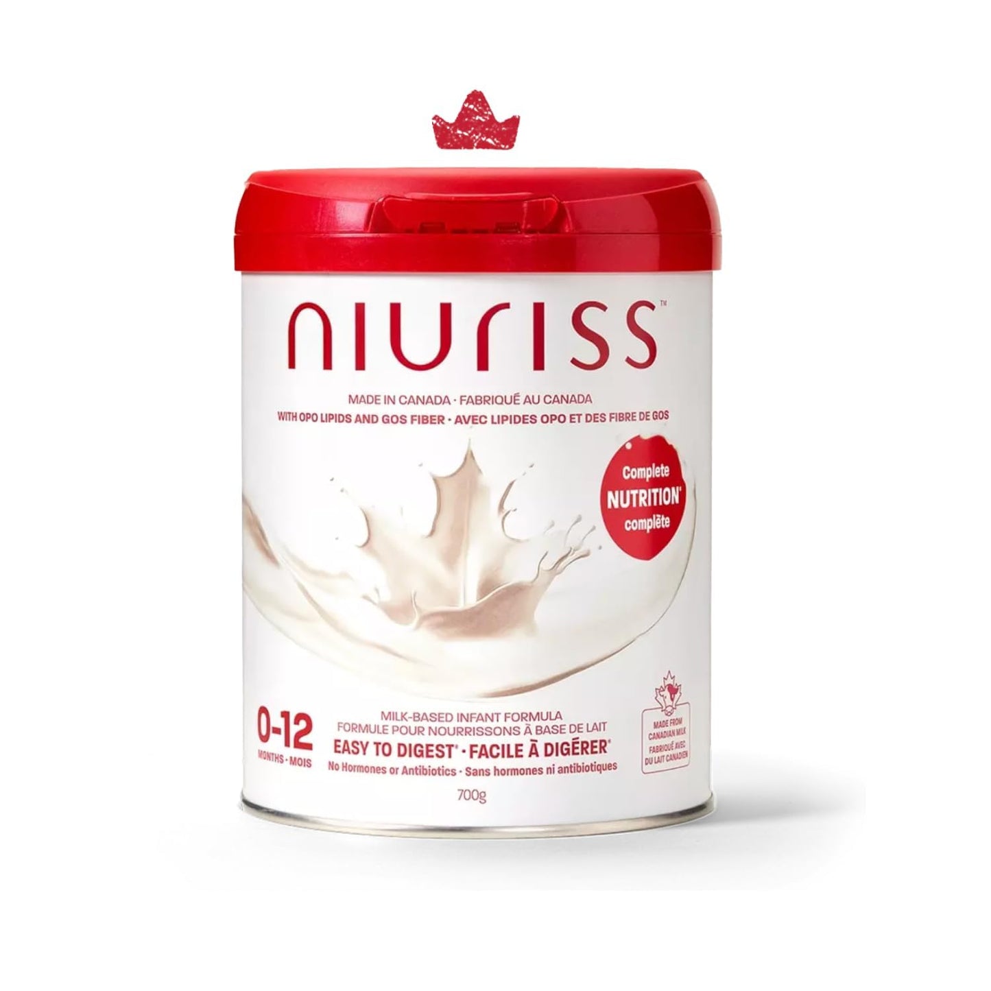 NIURISS Infant Formula – Canadian-Made with OPO Lipids, GOS Fiber & Canadian Milk – 700g (0-12 Months)