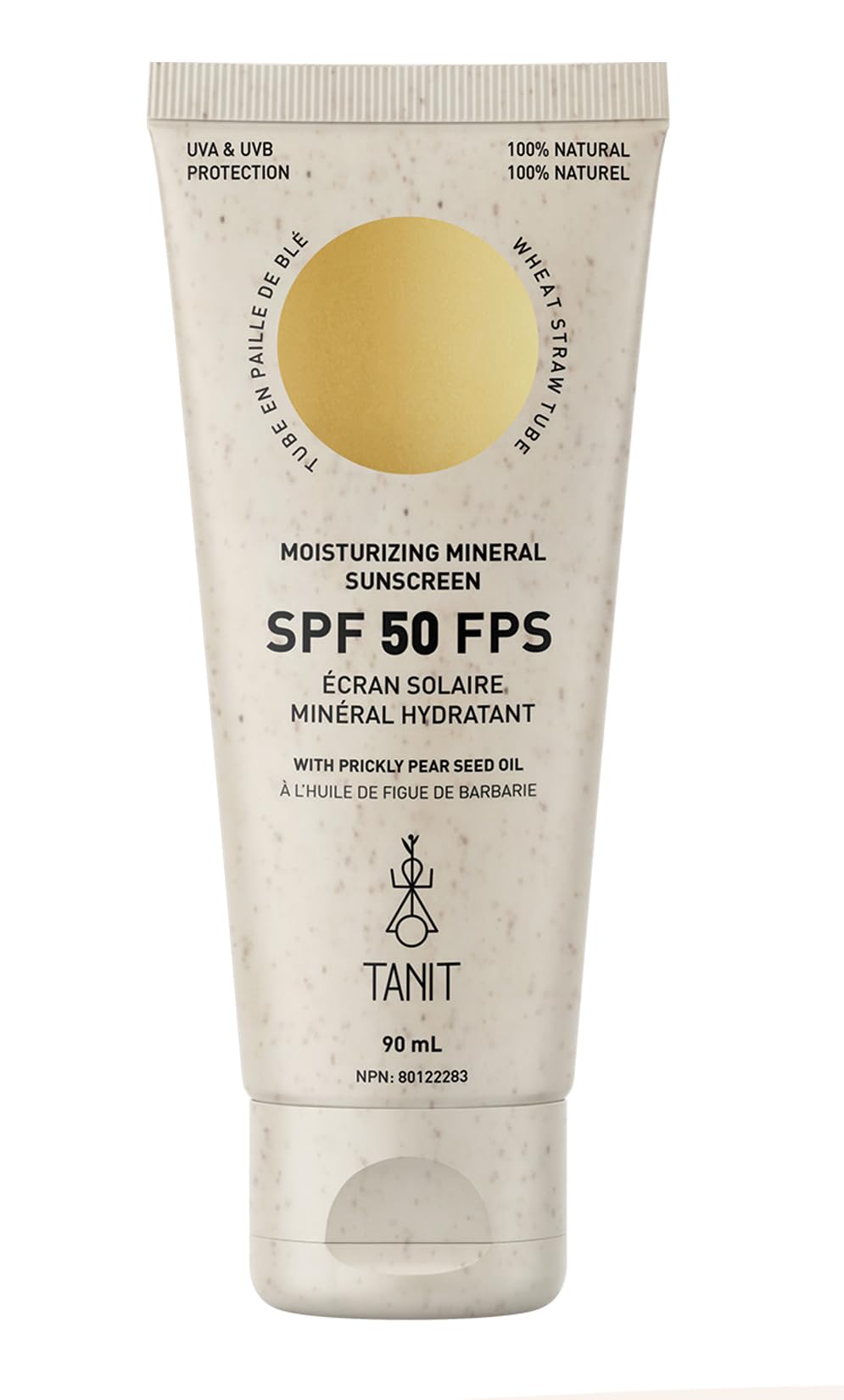 TANIT Moisturizing Mineral Sunscreen SPF 50, 90ml, Broad-Spectrum UVA/UVB Protection, Hydrating Non-Greasy Face & Body Cream with Prickly Pear Seed Oil, Coconut + Vanilla Scent, Vegan, Water-Resistant TANIT