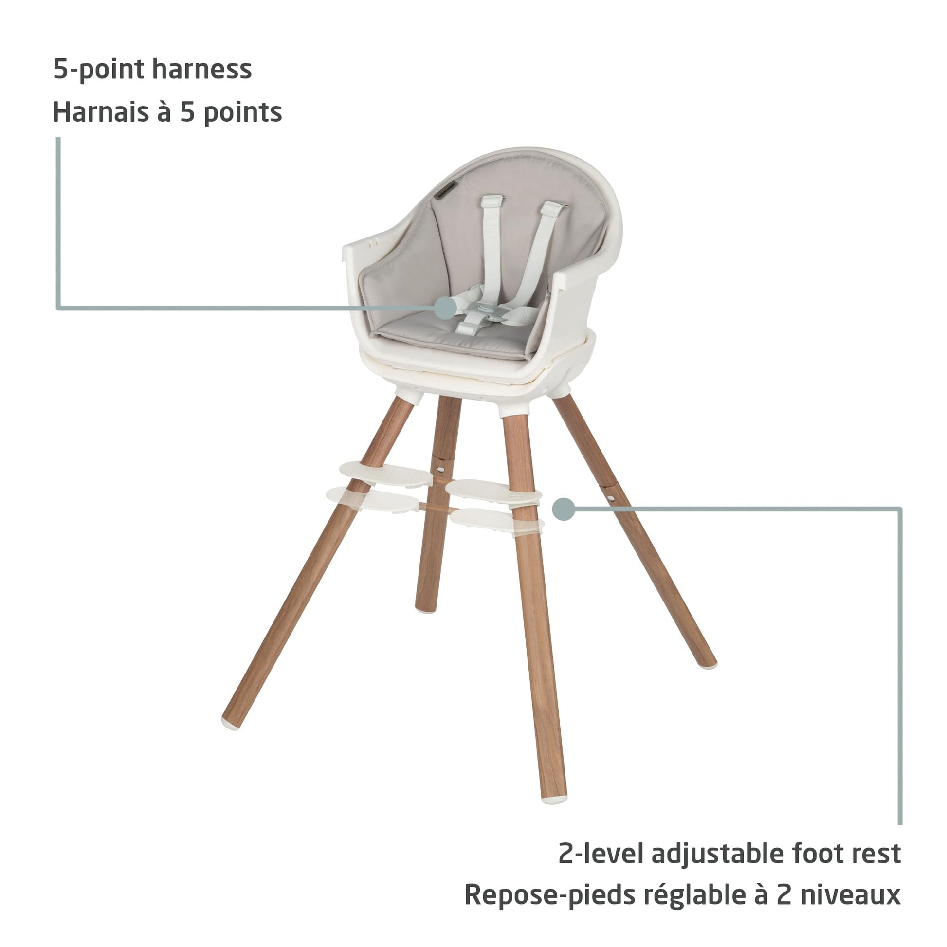 Maxi-Cosi Moa 8-in-1 High Chair, removable kitchen booster, converts to stool, table and chair, easy to clean, Horizon Sand Maxi-Cosi