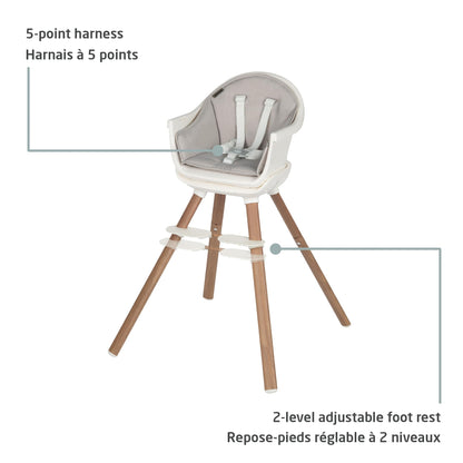 Maxi-Cosi Moa 8-in-1 High Chair, removable kitchen booster, converts to stool, table and chair, easy to clean, Horizon Sand Maxi-Cosi
