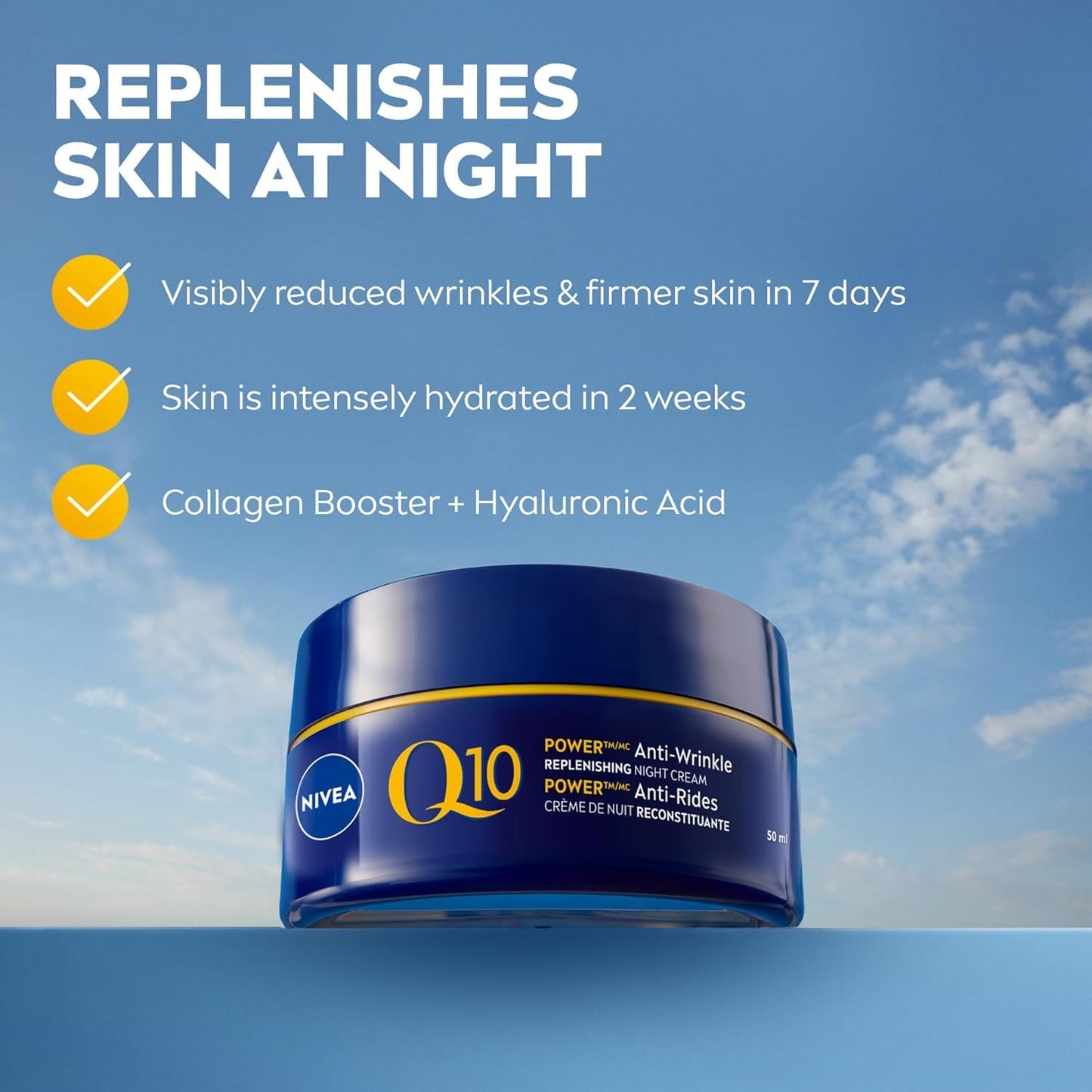 NIVEA Q10 Anti-Wrinkle Moisture Replenishment Night Cream for Face, Anti Wrinkle Firming Cream, Q10 and Argan Oil, Face Moisturizer for Dry to Very Dry Skin, Visibly Reduces the Look of Wrinkles, 50mL 🍁 All In One Marketplace Canada