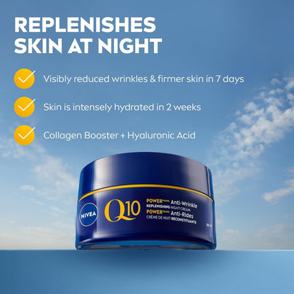 NIVEA Q10 Anti-Wrinkle Moisture Replenishment Night Cream for Face, Anti Wrinkle Firming Cream, Q10 and Argan Oil, Face Moisturizer for Dry to Very Dry Skin, Visibly Reduces the Look of Wrinkles, 50mL 🍁 All In One Marketplace Canada