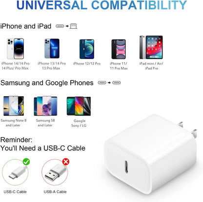 iPhone Charger Fast Charging【Apple MFi Certified】 2 Pack USB C Charger Block with 6FT USB C to Lightning Cables Compatible with iPhone 14/13/12/11 Pro Max/Xs Max/XR/AirPods Pro
