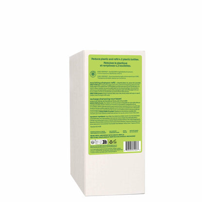 ATTITUDE Nourishing Hair Shampoo, Made in Canada, EWG Verified, For Dry and Damaged Hair, Naturally Derived Ingredients, Vegan and Plant Based, Grapeseed Oil and Olive Leaves, Bulk Refill, 2 Liters