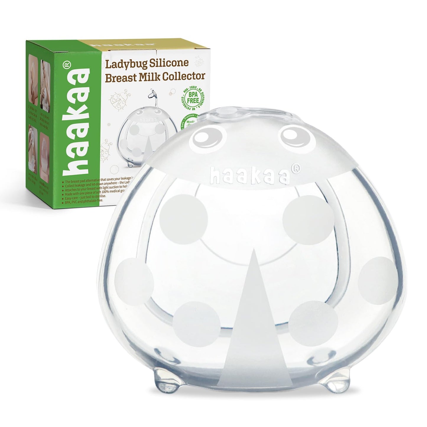 haakaa Ladybug Milk Collector Breast Shells Nursing Cup Silicone Breast Milk Collector Milk Savers for Breastfeeding Nipple Shells Protect Sore Nipples Extra-Soft and Reusable, 2.5oz/75ml, 1 PC