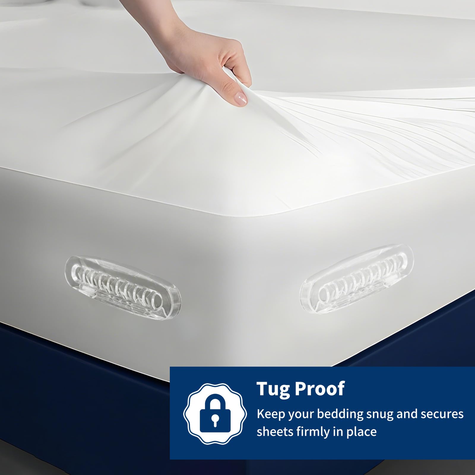 AMOVO Bed Sheet Holders for Corners Keep Sheets in Place Firmly - Foldable Fitted Sheet Holders Heavy Duty Sheet Locks Mattress Sheet Fasteners, Set of 4 Lock Sheet Clips (White) - Available at All In One Marketplace Canada