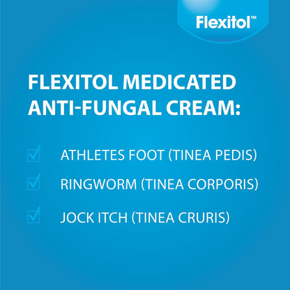 Flexitol Medicated Anti-Fungal Cream for Athlete's Foot - Best OTC Treatment for Foot Fungus & Fungal Infections, Effective Anti-Fungal Cream for Feet (56g) - Available at All In One Marketplace Canada