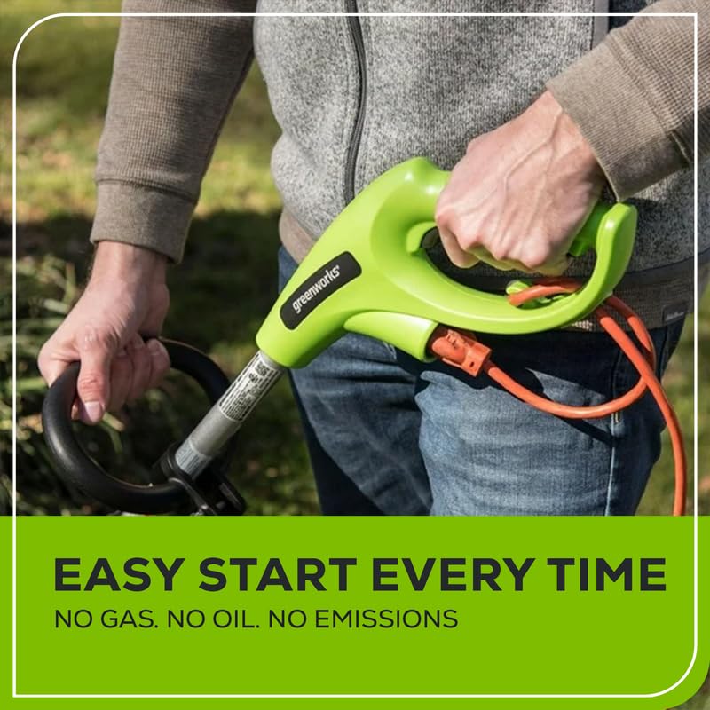 Greenworks 4 Amp 13" Corded Electric String Trimmer –Auto Dual Line Feed, Adjustable Handle & Lightweight for Home Yard, Lawn Edges, Driveway, Sidewalk, Fence Lines & Garden Borders Maintenance