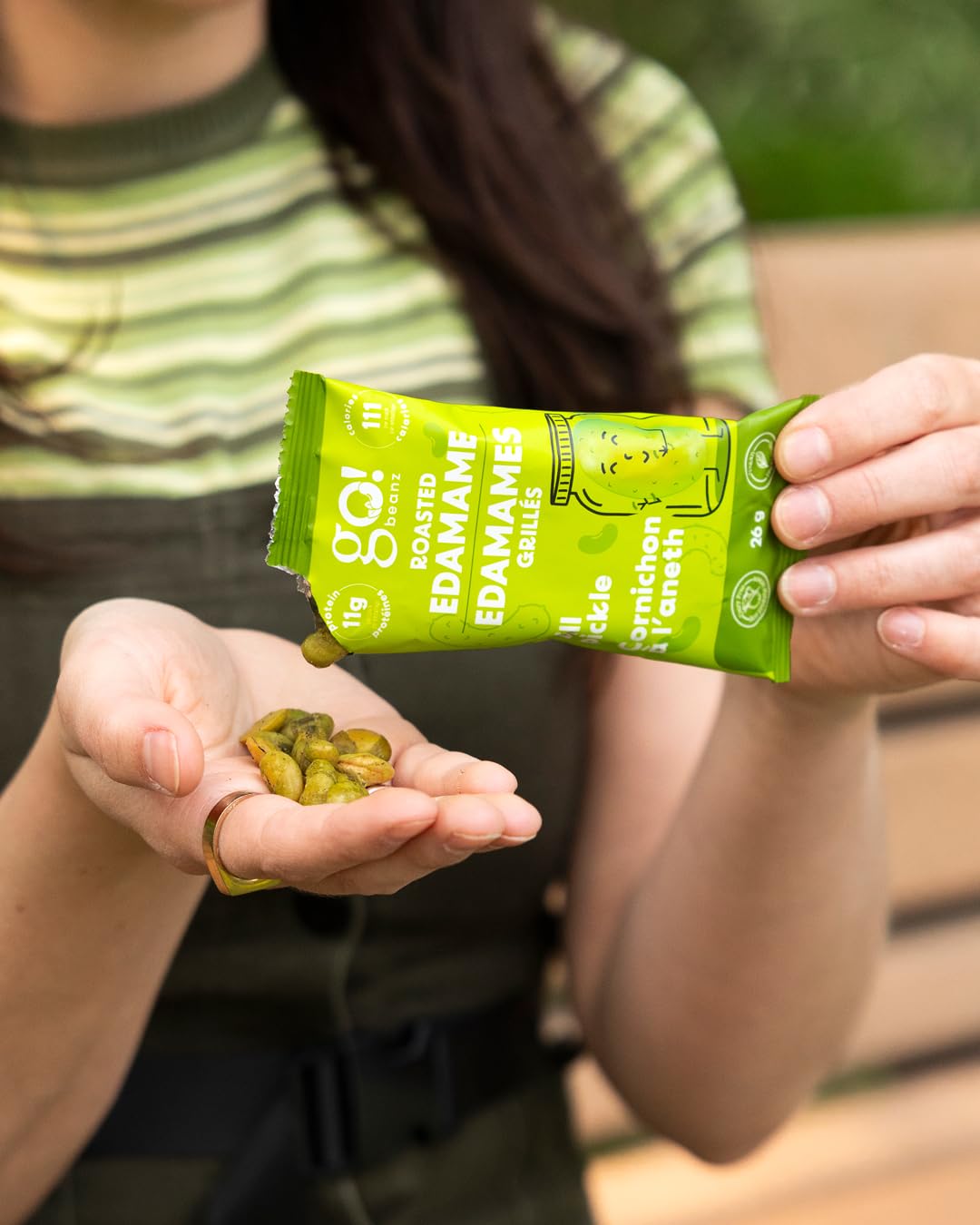 GoBeanz Crunchy Roasted Edamame, Tasty Dill Pickle High Protein Healthy Snack, For Adults & Kids, 20 Single Serve Packs, Low calorie, Low Sugar Plant Based, Salty Snacks