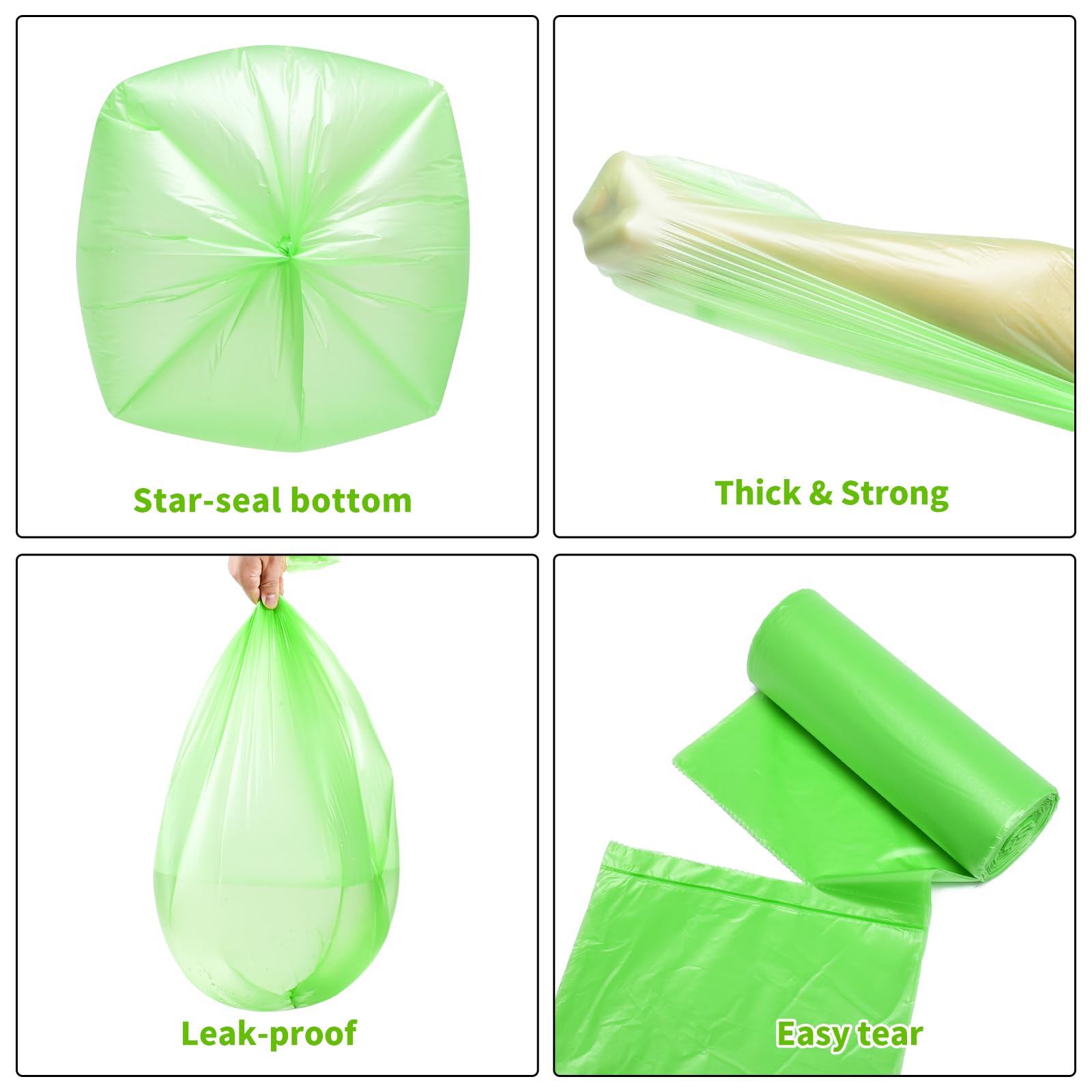Biodegradable Small Trash Bags, 10L / 3 Gallon, 200 Count | Premium Thick Garbage Bags, Unscented Eco-Friendly Bin Liners for Kitchen, Bathroom, Office & Bedroom | EnvoWise Compostable Trash Bags - Available at All In One Marketplace Canada