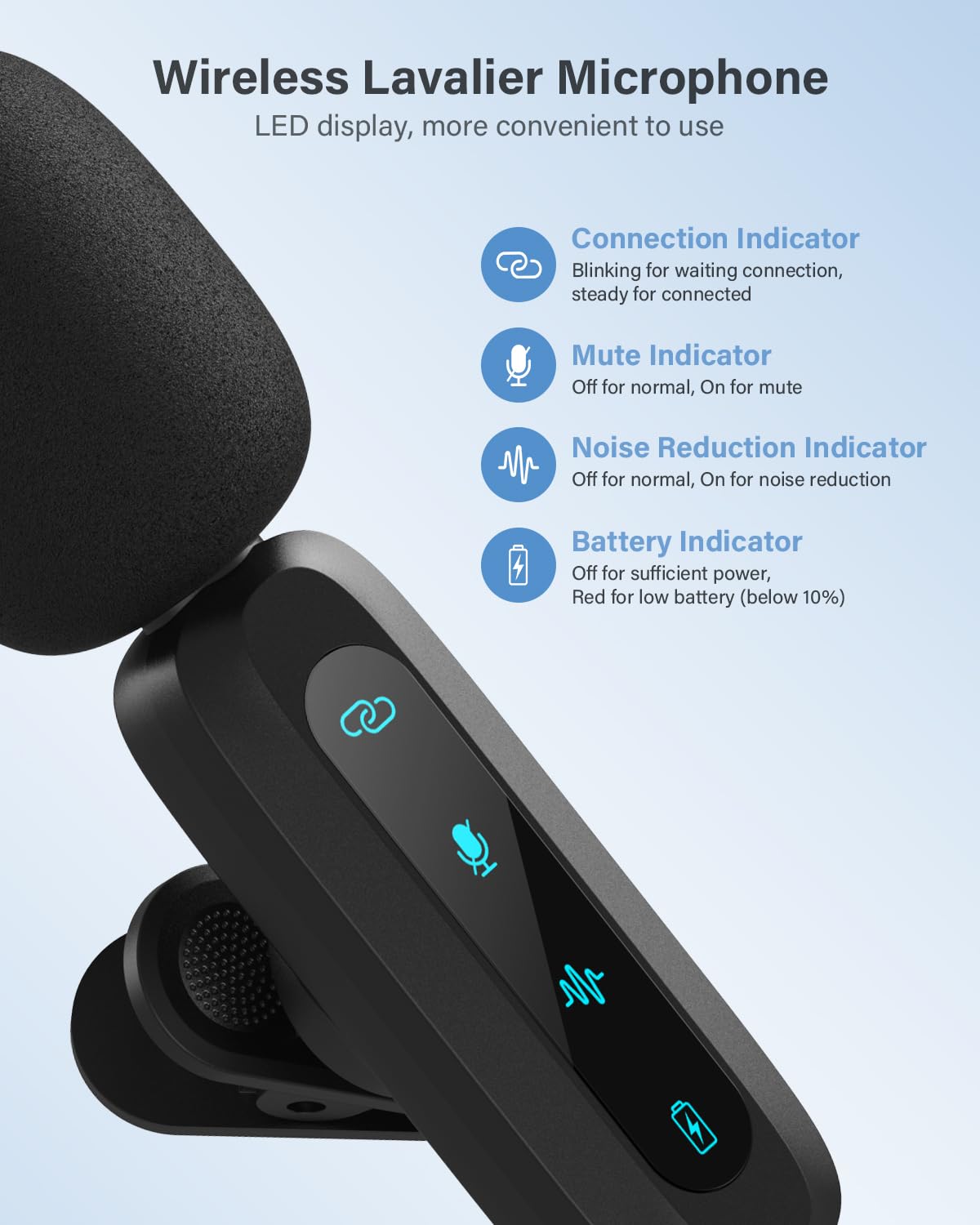 Wireless Lavalier Microphone for iPhone, iPad, Android Phone，2-Pack Mini Microphone with Noise Reduction, Auto Pairing and Mute & Reverb for Vlogging, Video Recording, TikTok, YouTube - Plug & Play