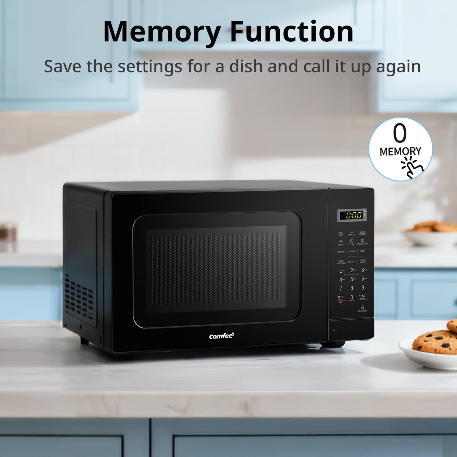 COMFEE' CM-M201K(BK) Countertop Microwave Oven with Express Cook, 6 Preset Menus and Kitchen Timer, 20L, 700W, Black COMFEE'