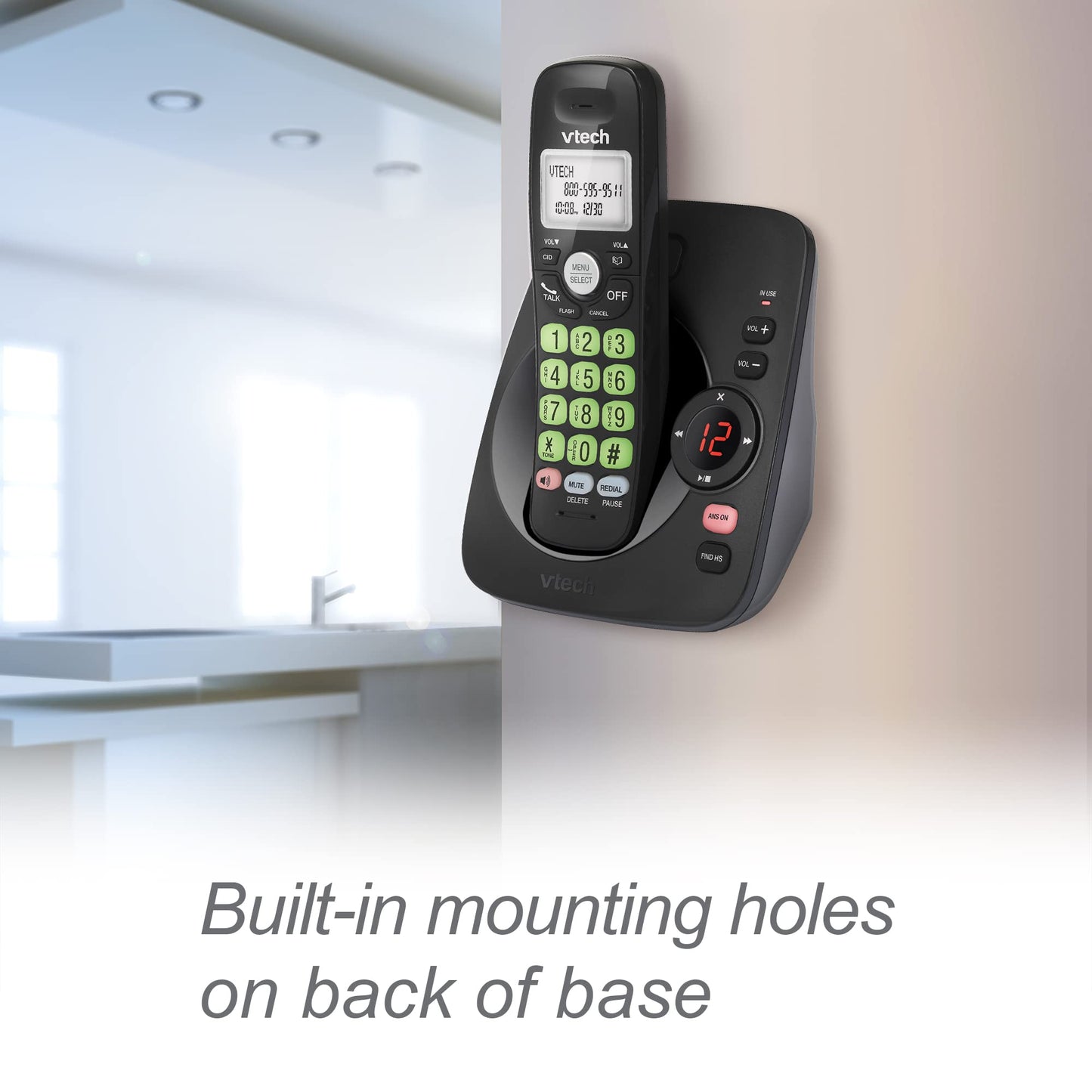 VTech VG104-11 DECT 6.0 Cordless Phone for Home with Answering Machine, Blue-White Backlit Display, Backlit Buttons, Full Duplex Speakerphone, Caller ID/Call Waiting, Reliable 1000 ft Range (Black) 🍁 All In One Marketplace Canada