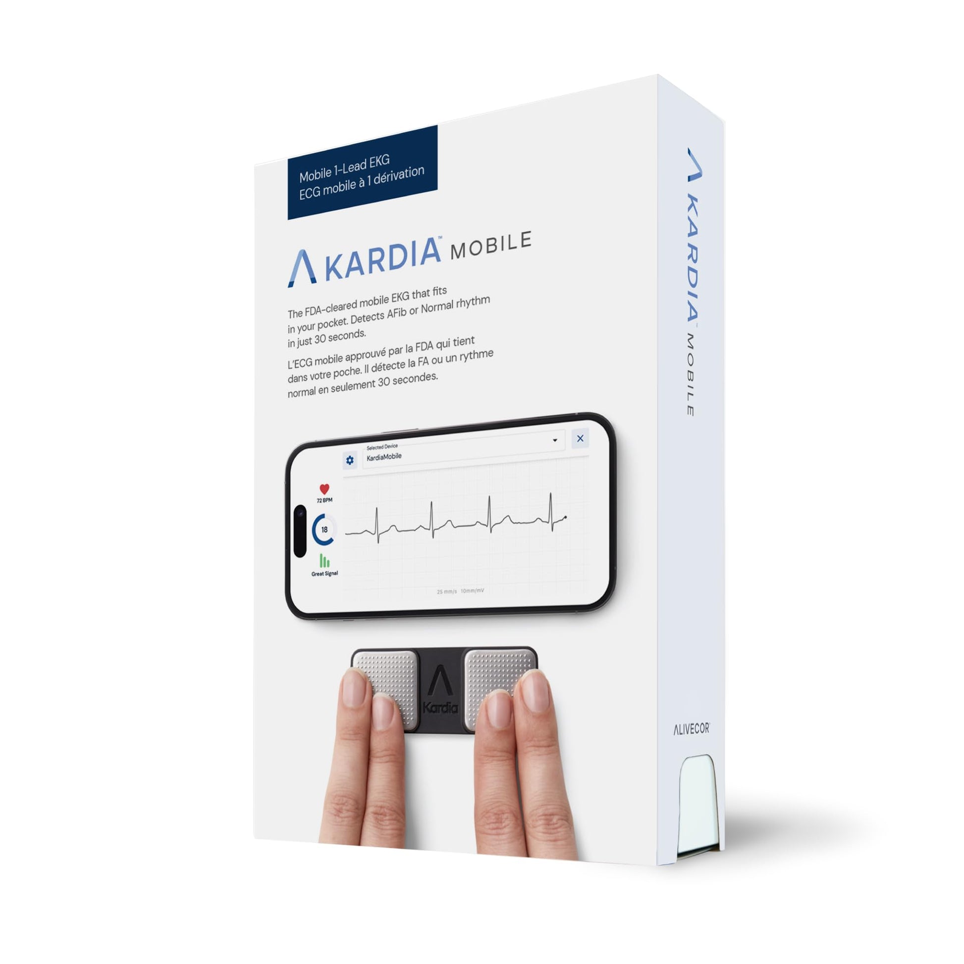 KardiaMobile 1-Lead ECG Monitor, Health Canada Licensed Heart Monitor, Detects Normal Sinus Rhythm, AFib & Arrhythmias, Results in 30 Seconds