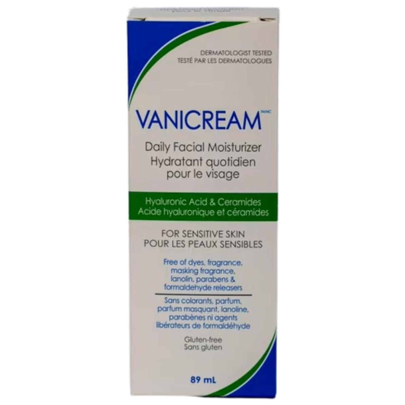 Vanicream Daily Facial Moisturizer for Sensitive Skin, 89 mL – Lightweight Hydration with Hyaluronic Acid & 5 Ceramides, Fragrance-Free, Non-Comedogenic, Gentle Face Lotion for Day & Night - Available at All In One Marketplace Canada
