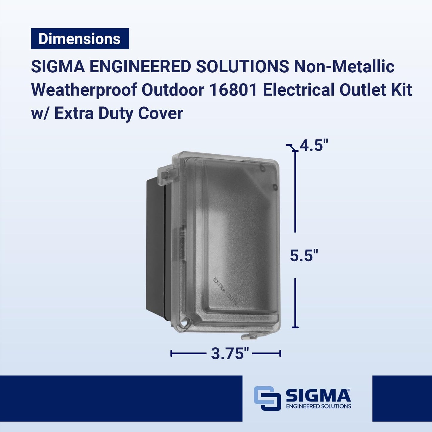 Sigma Engineered Solutions 16801 Non-Metallic Weatherproof Outdoor Electrical Outlet Kit w/Extra Duty Cover, Box and 15 Amp GFCI Receptacle, in-USE, Clear/Gray, 1 Gang, Lockable with Patented Hinge Sigma Engineered Solutions