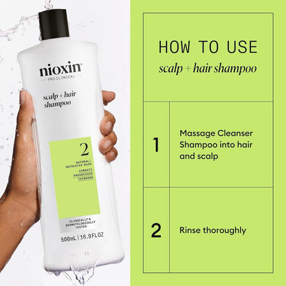 Nioxin Scalp + Hair Thickening System 2 Shampoo, For Natural Hair with Progressed Thinning, 16.9 fl oz (Packaging May Vary) - Available at All In One Marketplace Canada
